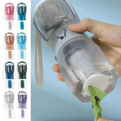 Botella portátil para perros 3 en 1 con dispensador de agua y comida