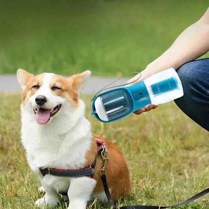 Botella portátil para perros 3 en 1 con dispensador de agua y comida